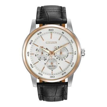 Citizen Eco-drive Mens Black Leather Multifunction Watch Bu2016-00a