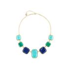 Monet Gold-tone Blue & Green Stone Collar Necklace