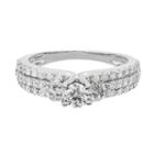 Love Lives Forever Womens 1 1/4 Ct. T.w. Round White Diamond 14k Gold 3-stone Ring