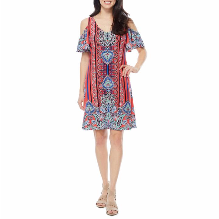 Msk Short Sleeve Shift Dress