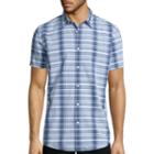 Jf J. Ferrar Short-sleeve Indigo Woven Shirt