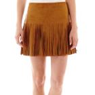 Rewind Faux-suede Fringe Skirt