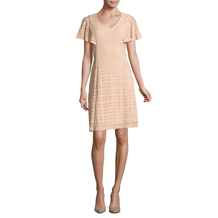 Ronni Nicole Short Sleeve Circles A-line Dress-petites