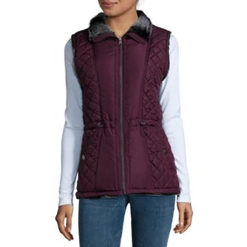 Kc Collections Faux Fur Reversible Quilted Vest