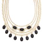 Monet Black And Clear Crystal Layered Necklace