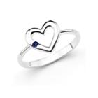 Lab-created Blue Sapphire Sterling Silver Heart Ring