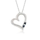 Womens 1/10 Ct. T.w. Blue Sapphire Heart Pendant Necklace