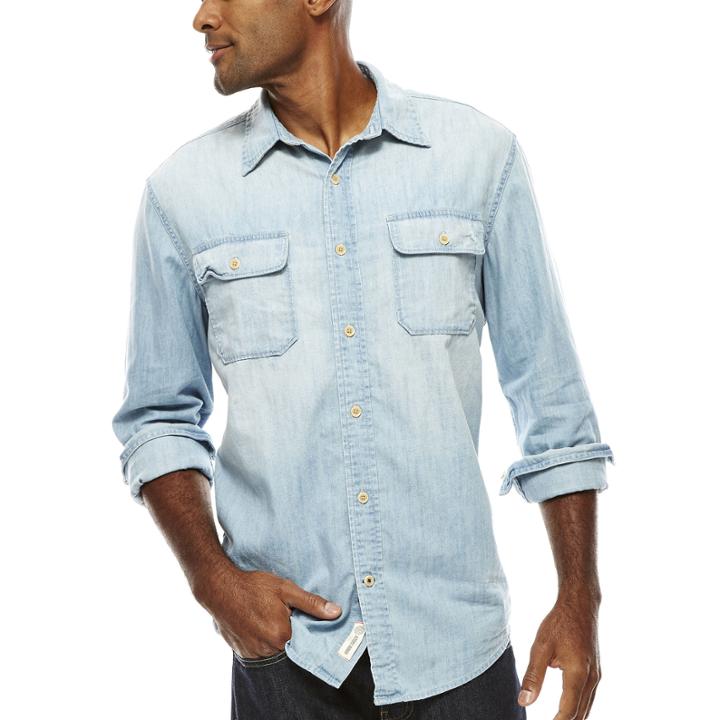 St. John's Bay Long-sleeve Denim Sport Shirt
