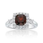 Genuine Garnet & Lab-created White Sapphire Sterling Silver Cocktail Ring