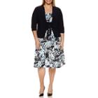 Perceptions 3/4 Sleeve Tie Front Jacket Dress-plus
