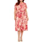Perceptions Short Sleeve Tie Dye Fit & Flare Dress-plus