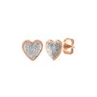 Diamond Accent 10k Rose Gold Heart Stud Earrings