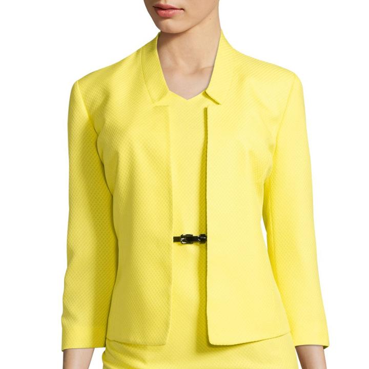 Black Label By Evan-picone 3/4-sleeve Stand-collar Flyaway Jacket