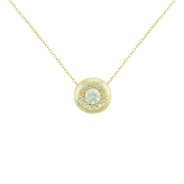 Petite Lux&trade; Cubic Zirconia 10k Yellow Gold Round Bezel-set Necklace