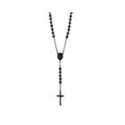 Mens Black Stainless Steel Rosary Necklace