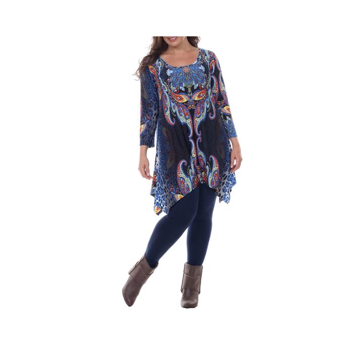 White Mark Marlene Tunic Top Plus