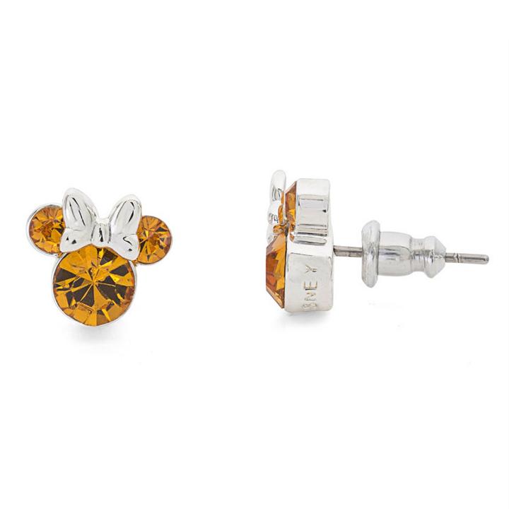 Disney Round Orange Silver Over Brass Stud Earrings
