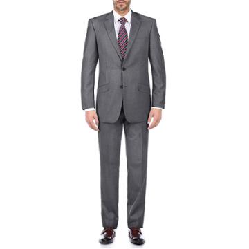 Verno Men's Dark Grey Slim Fit 100% Wool Two Piece Suit
