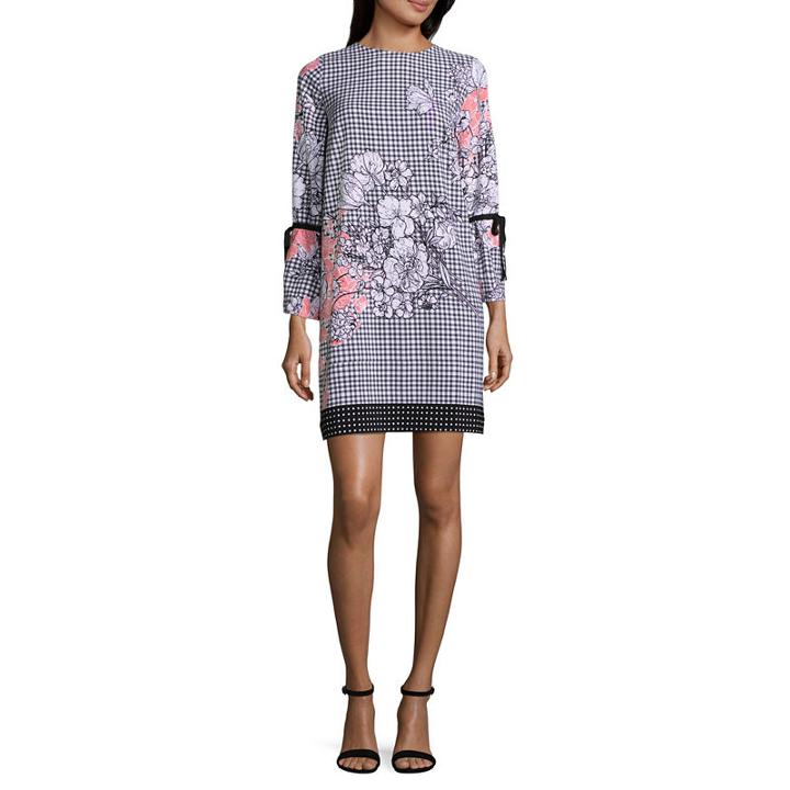 Weslee Rose Long Sleeve Gingham Shift Dress