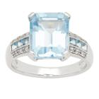 Womens Simulated Aquamarine Blue Sterling Silver Cocktail Ring