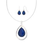Mixit&trade; Silver-tone And Purple Enamel Earring And Pendant Necklace Set