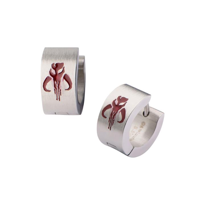 Star Wars Stainless Steel Mandalorian Symbol Hoop Earrings