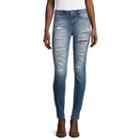 Blue Spice High Rise Roll Cuff Destructed Skinny Jeans