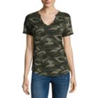 A.n.a Short Sleeve Notch Neck Camouflage T-shirt - Plus