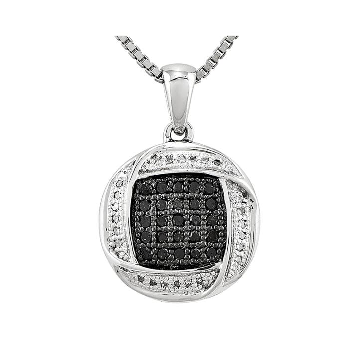 1/5 Ct. T.w. White And Color-enhanced Black Diamond Pendant Necklace