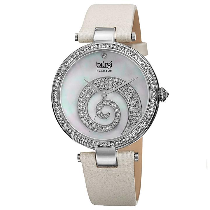 Burgi Womens White Strap Watch-b-143wt