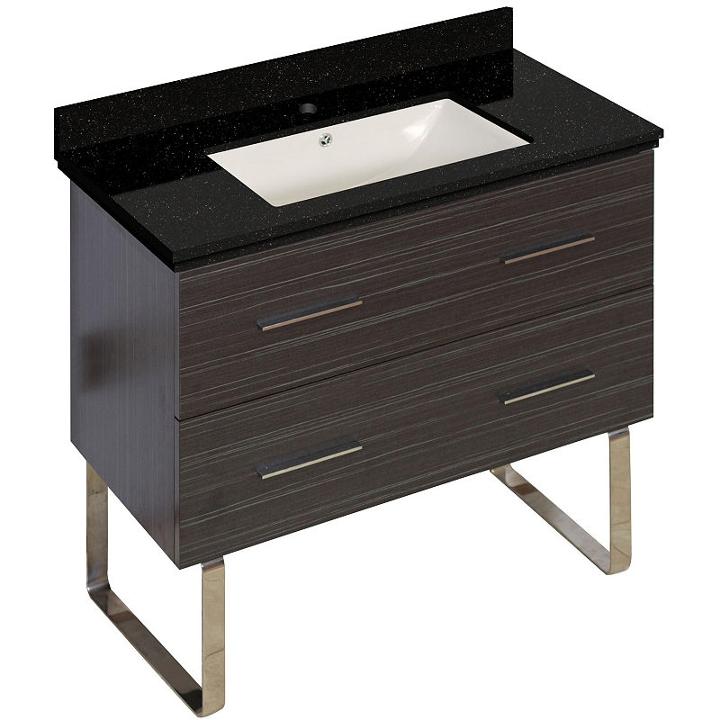 36-in. W Floor Mount Dawn Grey Vanity Set For 1 Hole Drilling Black Galaxy Top Biscuit Um Sink