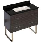 36-in. W Floor Mount Dawn Grey Vanity Set For 1 Hole Drilling Black Galaxy Top Biscuit Um Sink