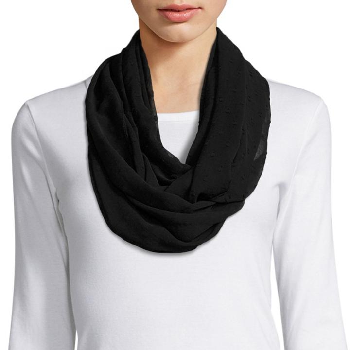 Mixit Solid Swiss Dot Loop Scarf