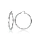 Sterling Silver Square Tube 35mm Hoop Earrings