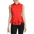 Worthington Sleeveless Stripe Button-front Shirt