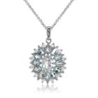 Fine Jewelery Womens Blue Topaz Sterling Silver Pendant Necklace