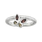 Personally Stackable Genuine Garnet & Citrine Butterfly Ring