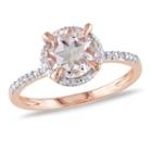 Womens Diamond Accent Morganite Pink 10k Rose Gold Round Cocktail Ring