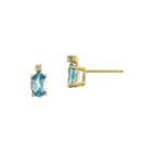Genuine Swiss Blue Topaz Diamond-accent 14k Yellow Gold Earrings