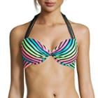 Arizona Foil Stripe Pushup Halter Swim Top - Juniors