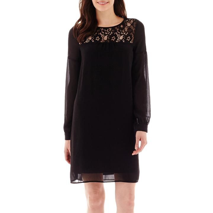 True Color Long-sleeve Chiffon Sheath Dress - Tall
