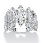 Diamonart Womens Greater Than 6 Ct. T.w. Marquise White Cubic Zirconia Sterling Silver Engagement Ring