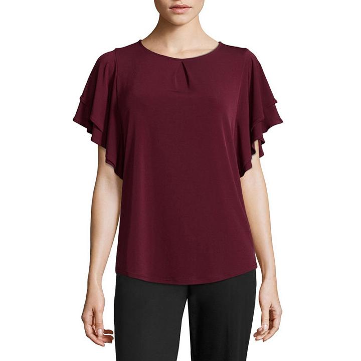 Liz Claiborne Flutter Sleeve Top - Tall