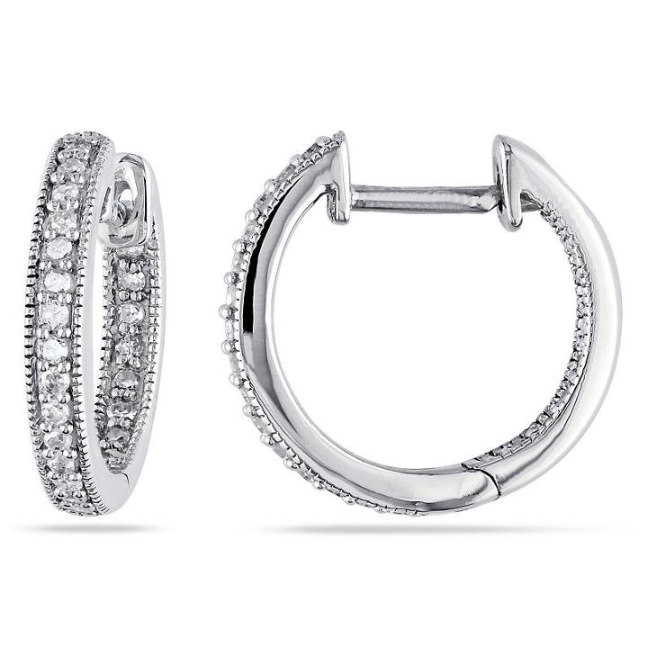 1/4 Ct. T.w. Genuine White Diamond 14k Gold 13.9mm Hoop Earrings
