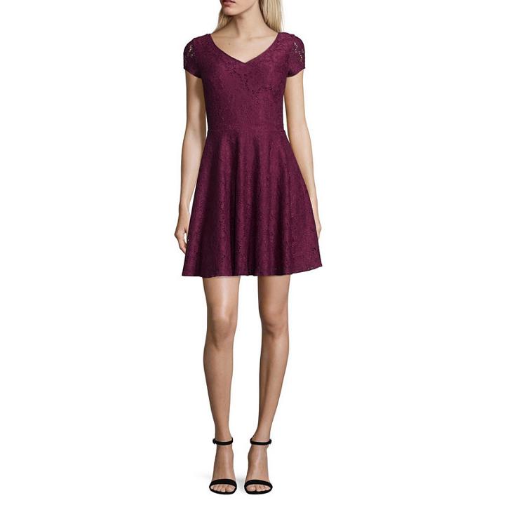 My Michelle Short Sleeve Drop Waist Dress-juniors