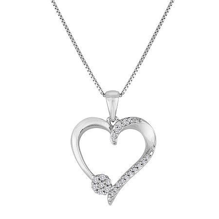 Diamond Blossom 1/10 Ct. T.w. Diamond Sterling Silver Heart Pendant Necklace