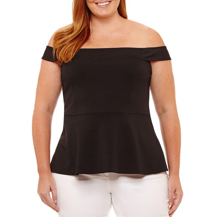 Worthington Off The Shoulder Knit Peplum Top Plus