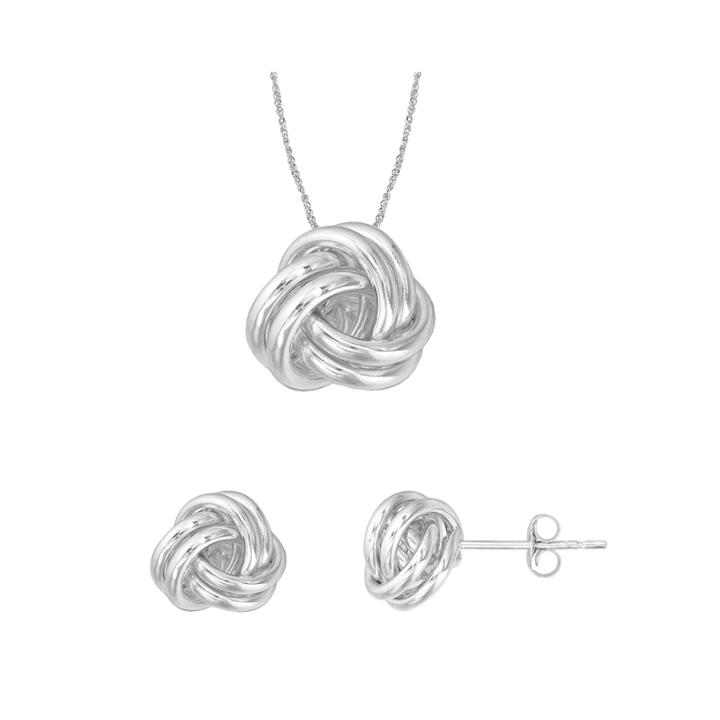 10k White Gold Love Knot 2-pc. Set