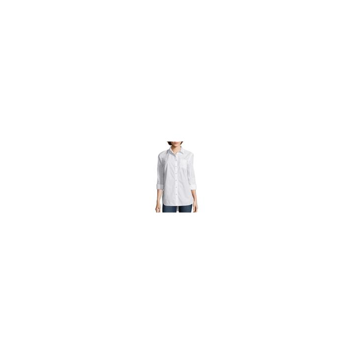 Stylus&trade; Long-sleeve Back-pleat Oversized Shirt- Petite