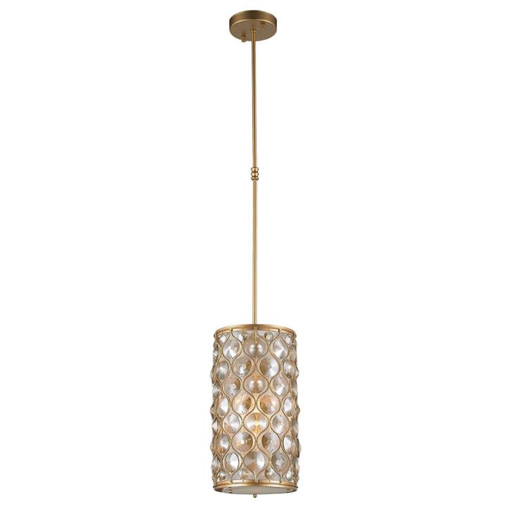 Paris Collection 1 Light With Clear And Golden Teak Crystal Mini Pendant